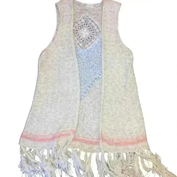 Altar’d State Fringe Boho Sweater Vest open face cardigan size Medium - Picture 1 of 7